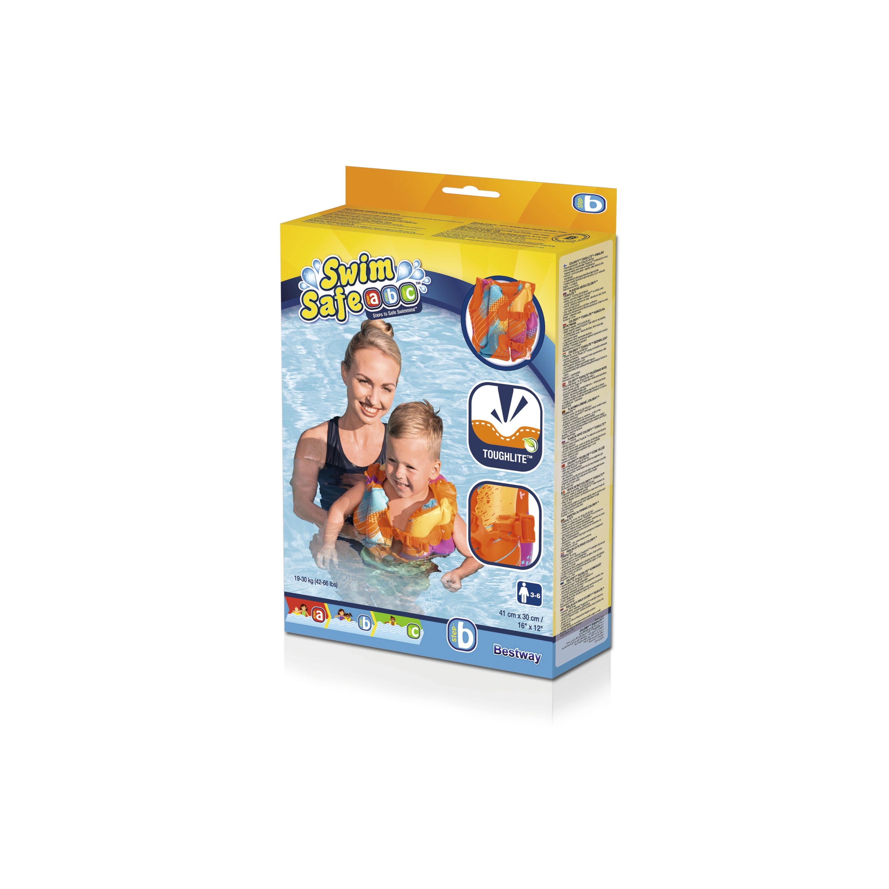 Bestway Kids SwimSafe Colorify ToughLite Vest Inflatable Swim Gear 41x30cm