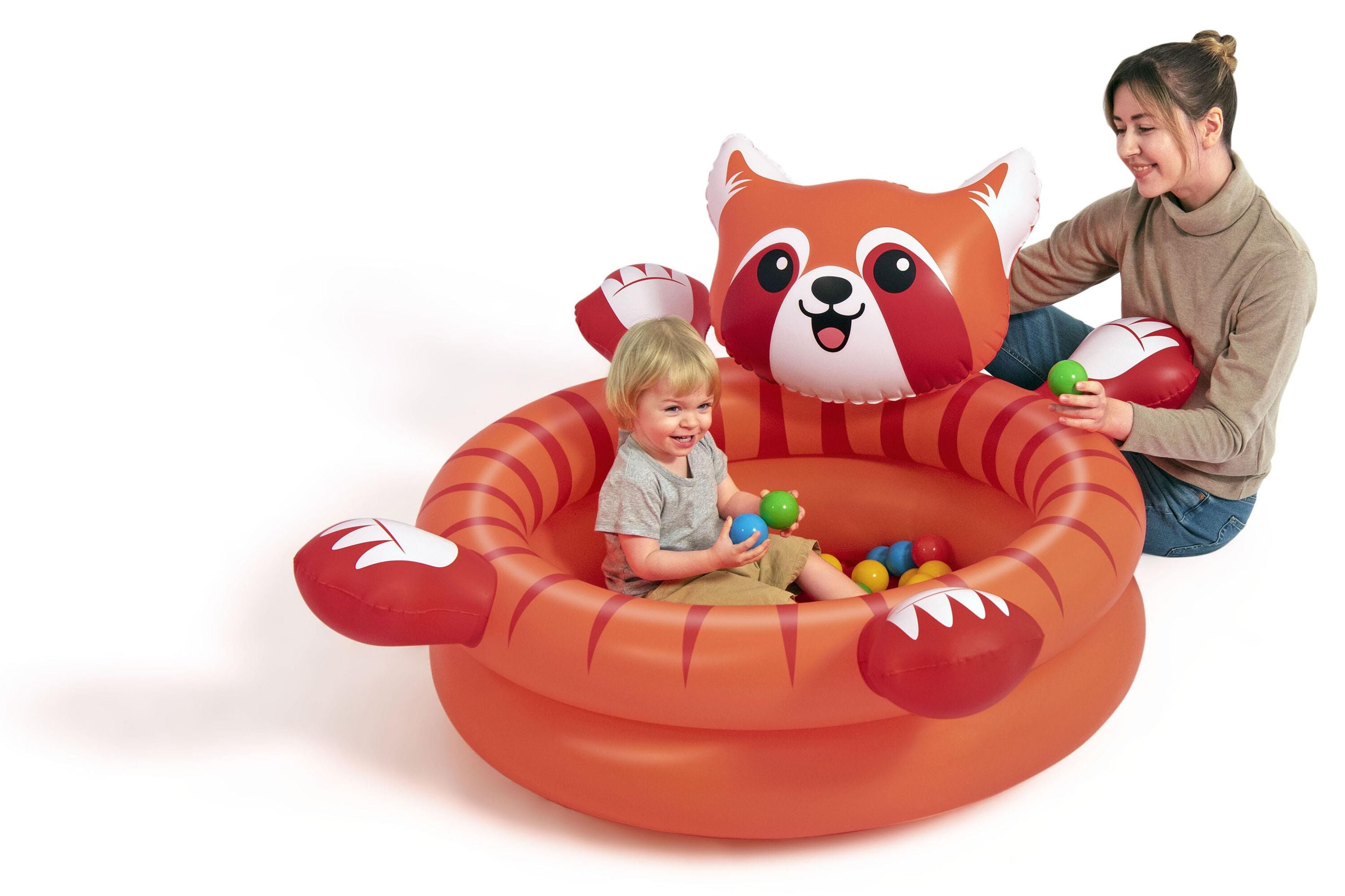 Bestway Playful Red Panda Ball Pit Inflatable Kids Toy with 50 Play Balls