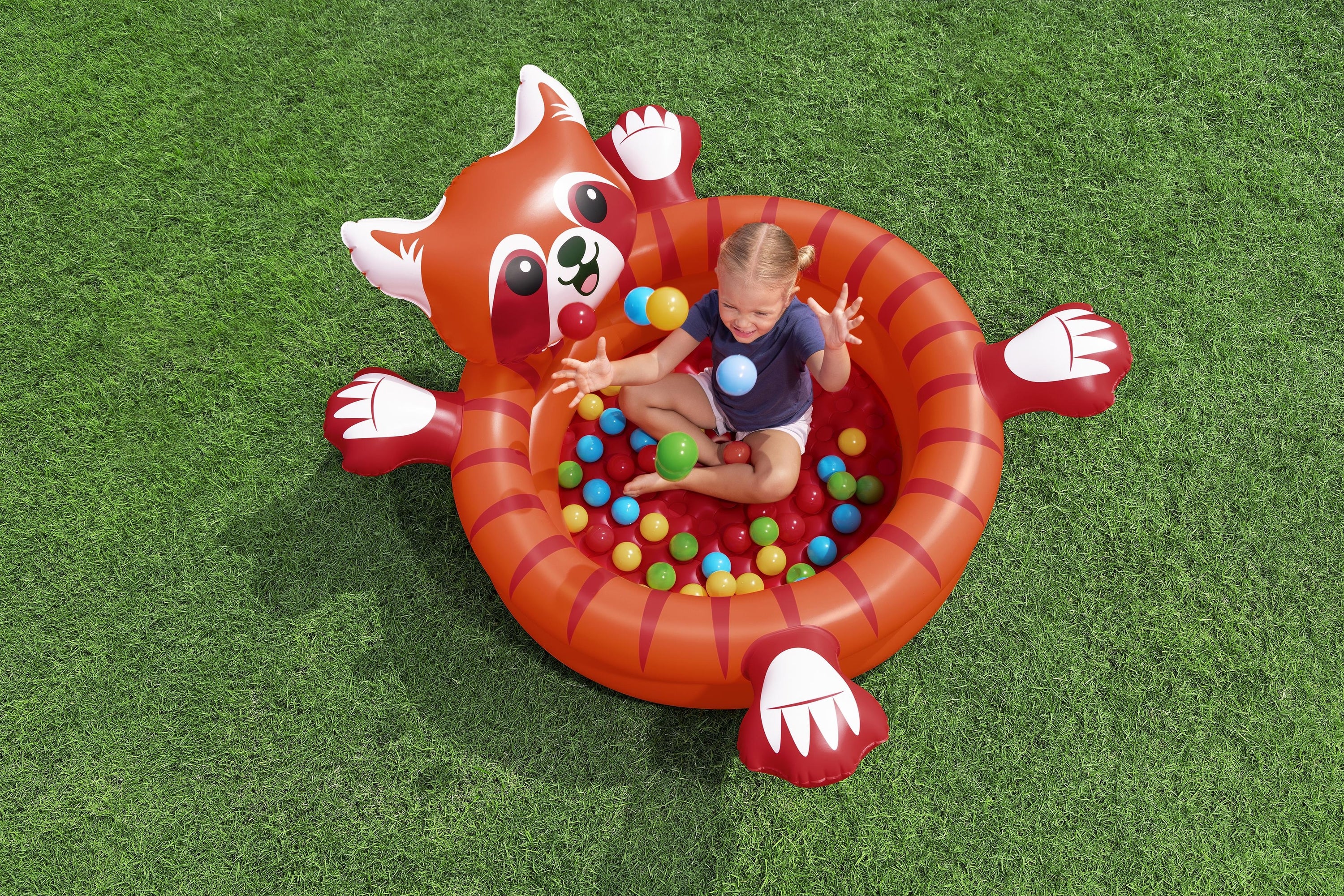 Bestway Playful Red Panda Ball Pit Inflatable Kids Toy with 50 Play Balls
